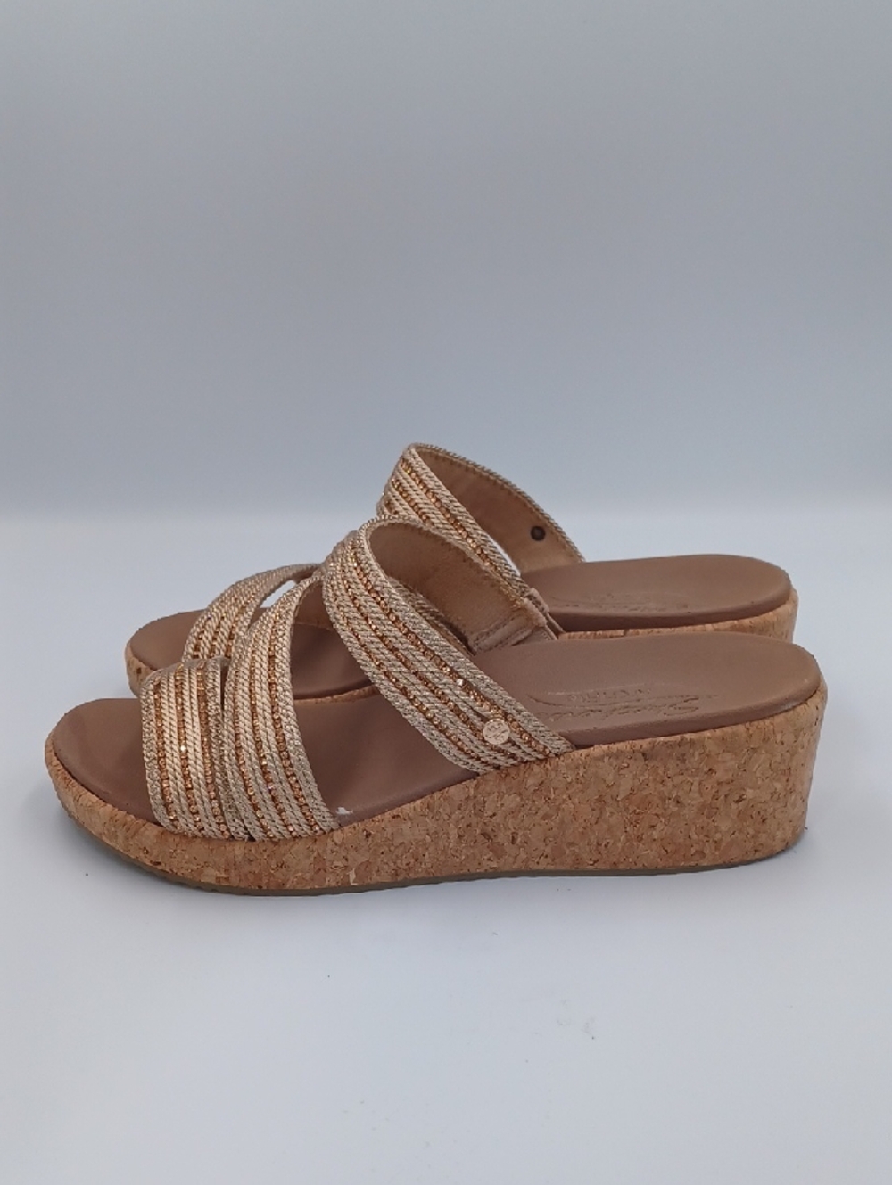 Skechers Beverlee Arch Fit Always Classy Rose Gold Wedge Sandal - Picture 8 of 12